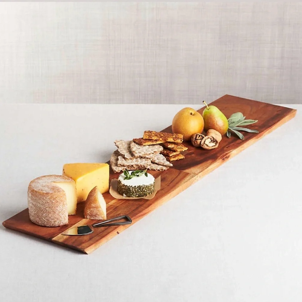 CRATE&BARREL NWT Carson acacia wood cheeseboard -brown -36”